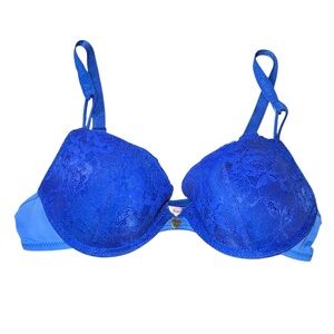 Juicy Couture Blue Push-up Lace Bra